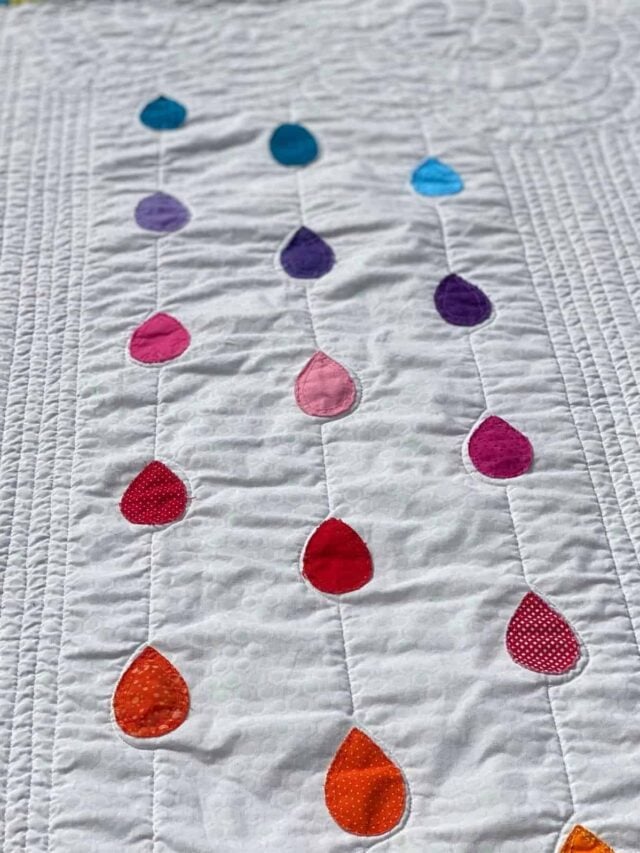 post wash rainbow raindrops quilt scrap fabric love