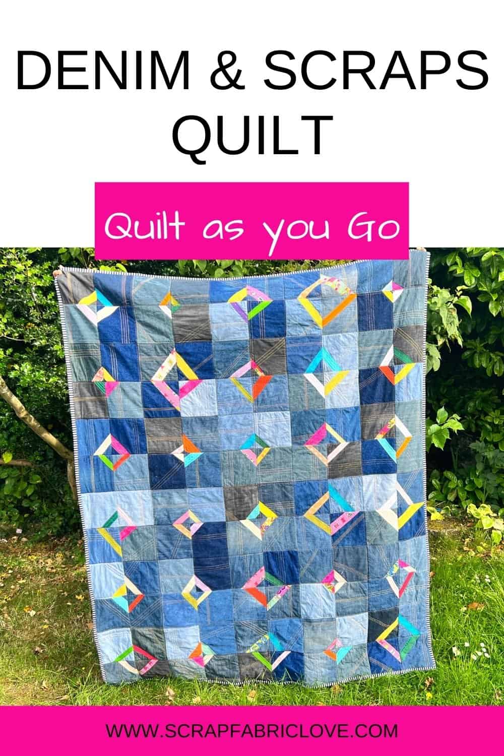 How to Make a QuiltAsYouGo Denim Quilt (Free Scrap Pattern!)