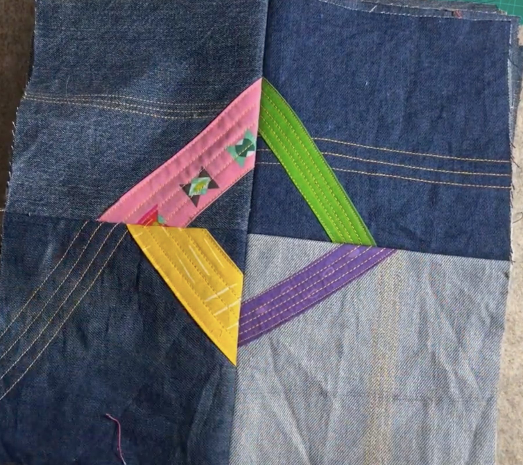 How to Make a QuiltAsYouGo Denim Quilt (Free Scrap Pattern!)