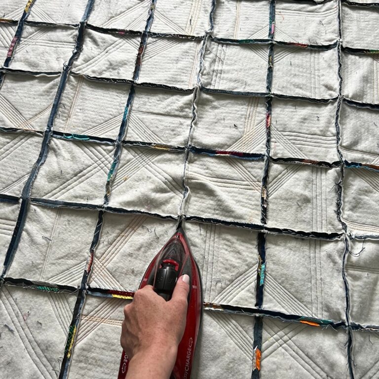 How to Make a QuiltAsYouGo Denim Quilt (Free Scrap Pattern!)