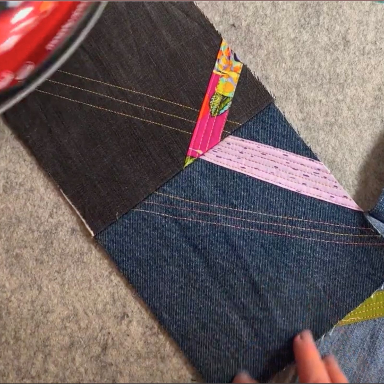 How to Make a QuiltAsYouGo Denim Quilt (Free Scrap Pattern!)