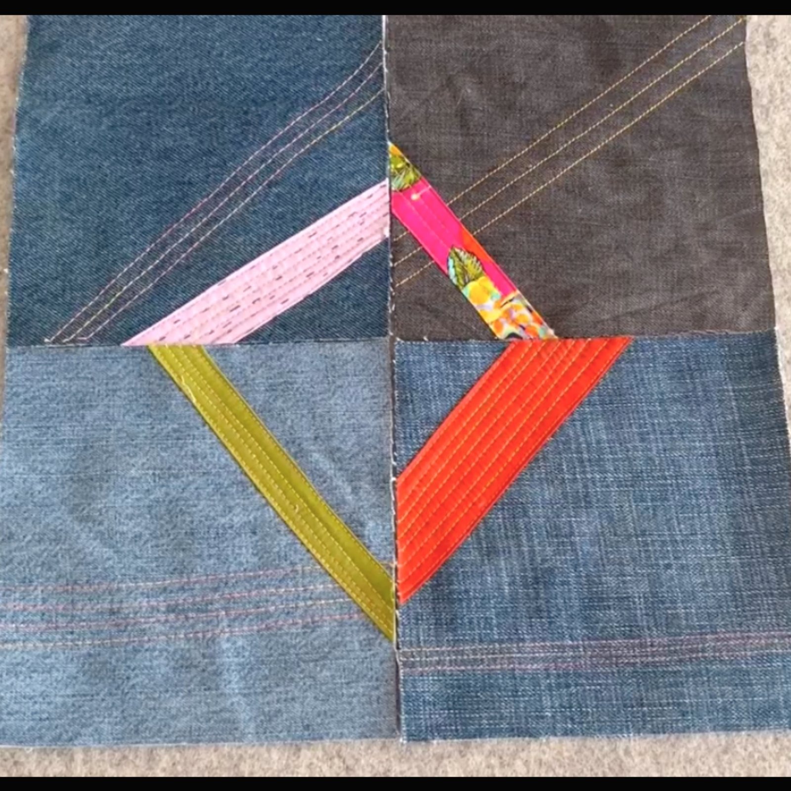 How to Make a QuiltAsYouGo Denim Quilt (Free Scrap Pattern!)