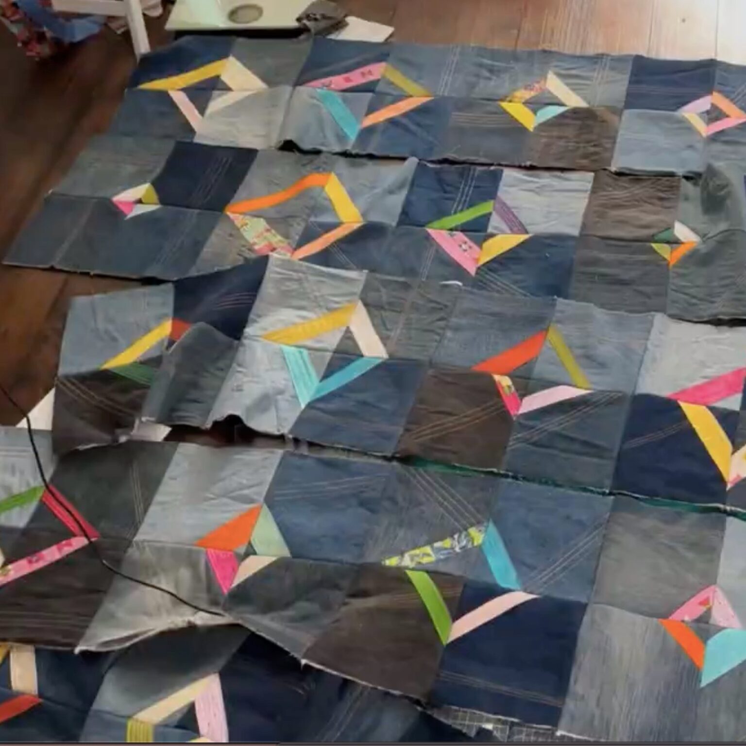 How to Make a QuiltAsYouGo Denim Quilt (Free Scrap Pattern!)