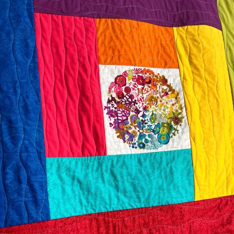 close up quilt as you go