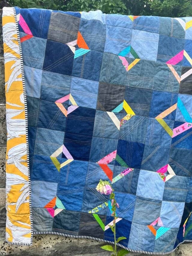 How to Make a QuiltAsYouGo Denim Quilt Story Scrap Fabric Love