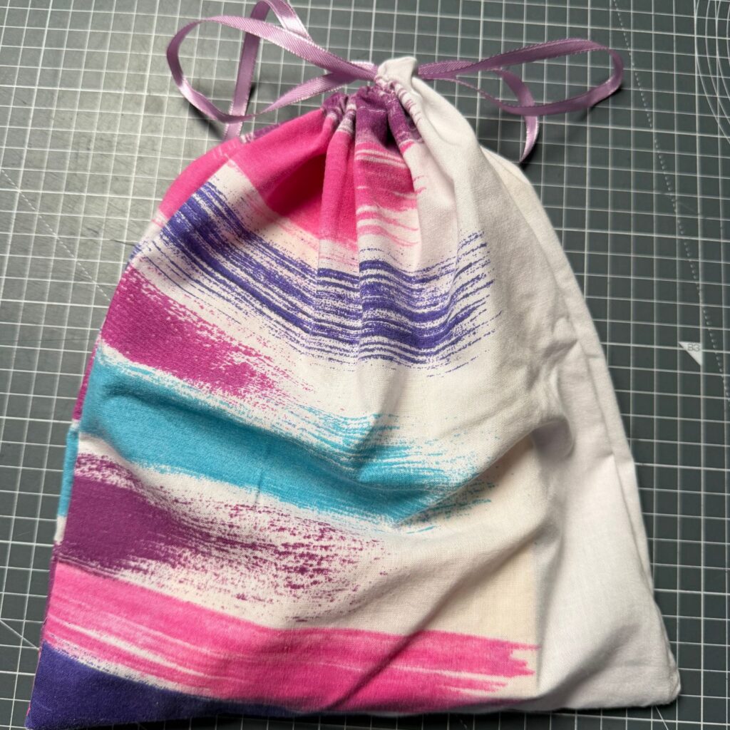 finished drawstring gift bag