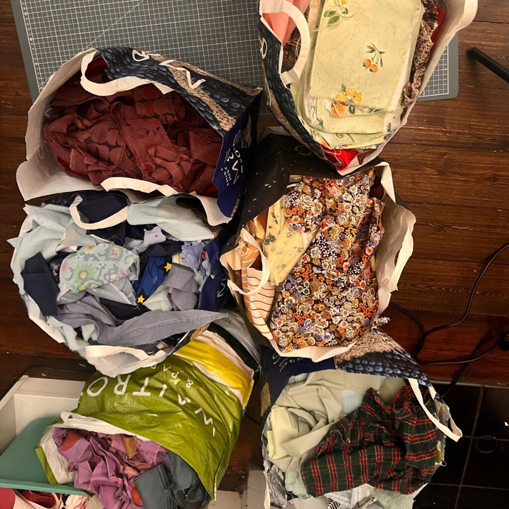bags of fabric scraps