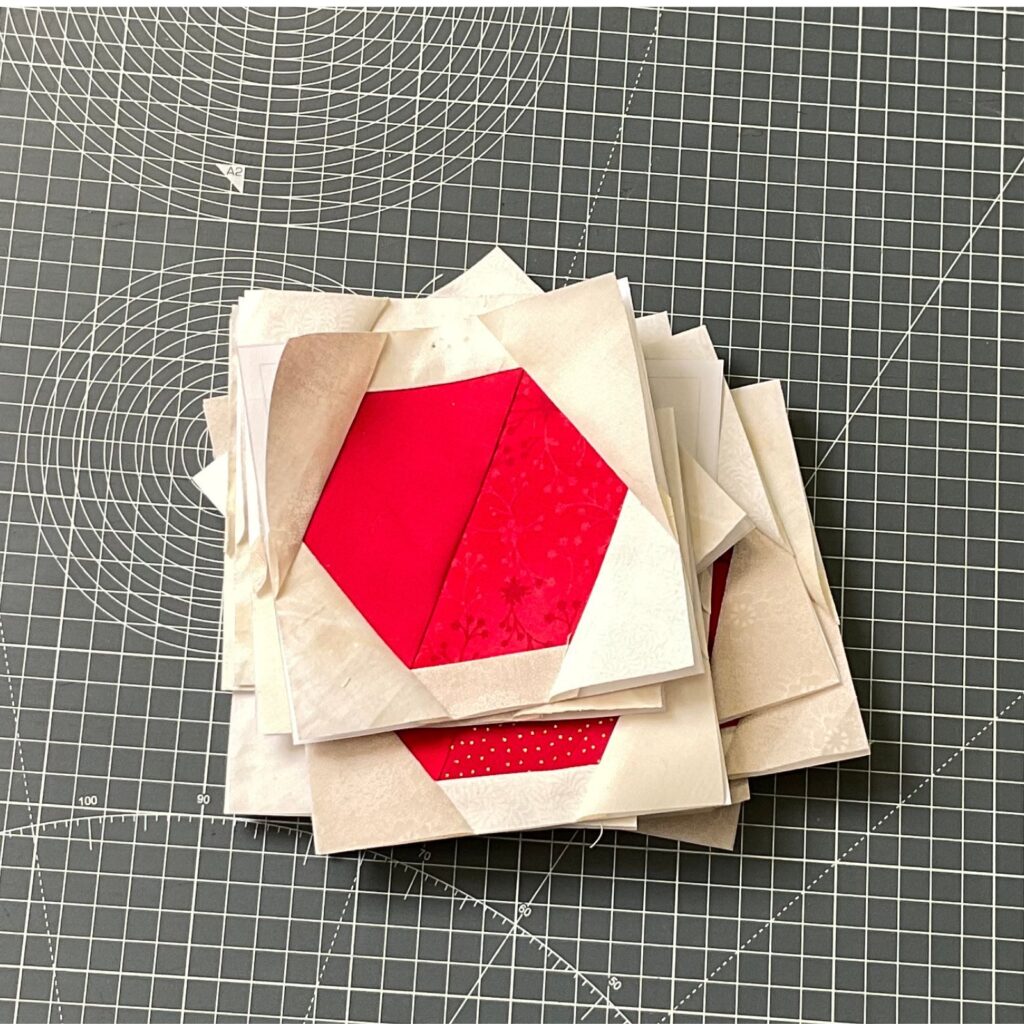 foundation paper pieced hexagon quilt blocks
