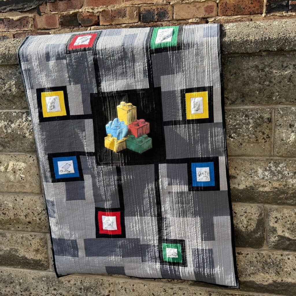 lego themed quilt for a teenager