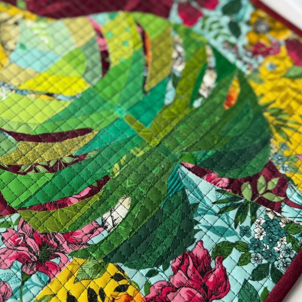 cross hatch on collage quilt