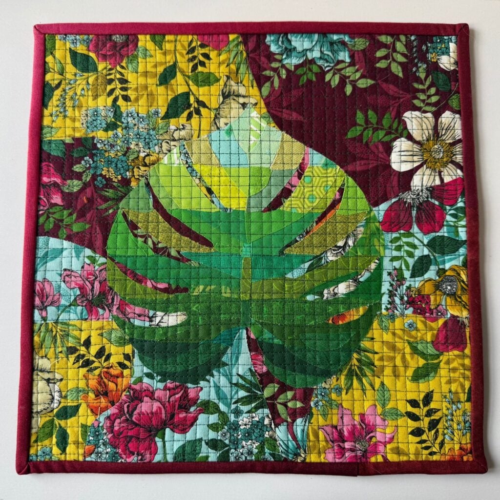 monstera collage quilt pattern