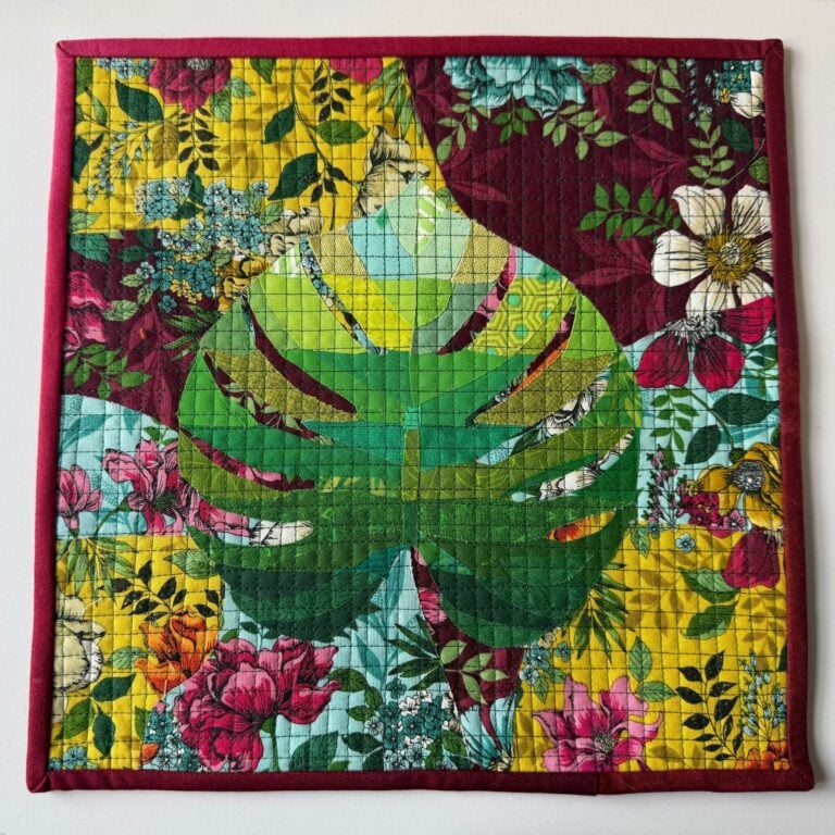 monstera collage quilt pattern