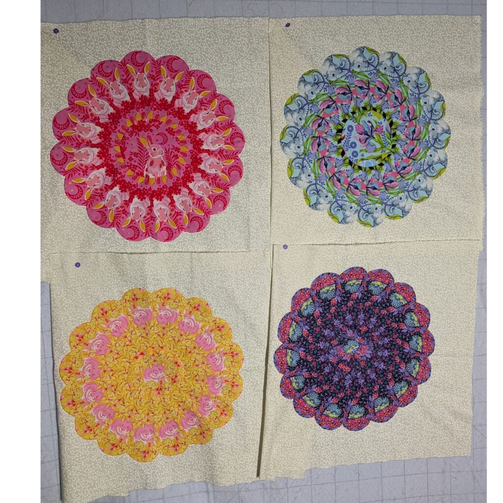 Tula pink Dresden plate blocks 1